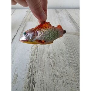 Glass spun ornament vintage fish Fisher colorful Xmas tree
